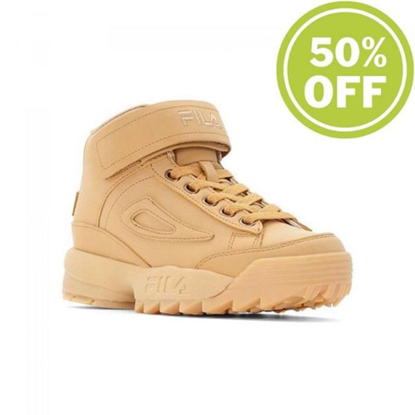 Zapatillas Fila Mujer Doradas - D2 Disruptor Clay Mid Wmn Chipmunk Chunky Mid Cut - España 237809BEH